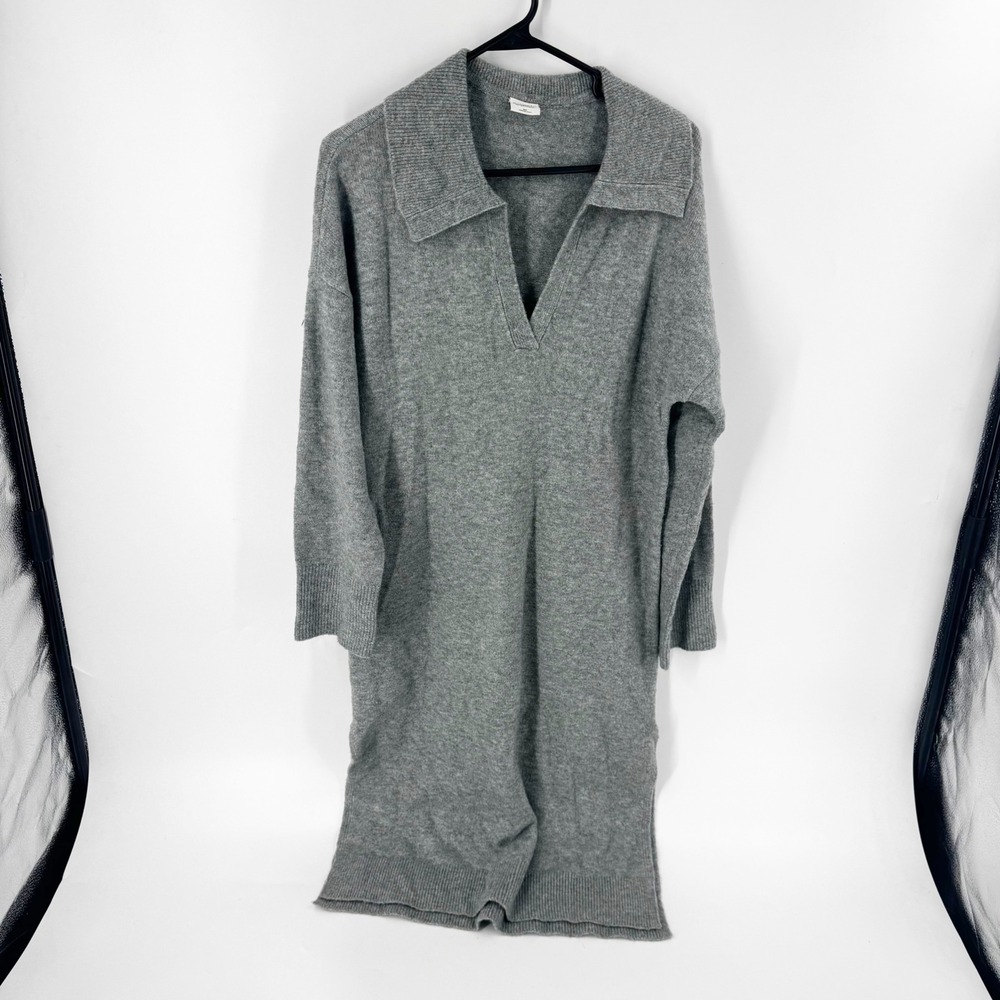 Abercrombie & Fitch Soft A&F Gray Knit Polo Sweater Dress Midi‎ Side Slit MP